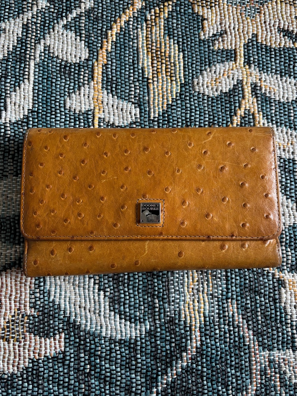 Vintage Dooney & Bourke Ostrich Collection Checkbook Organizer Wallet Billfold